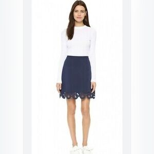 CARVEN 36 XS S blue Navy mini Skirt laser cut